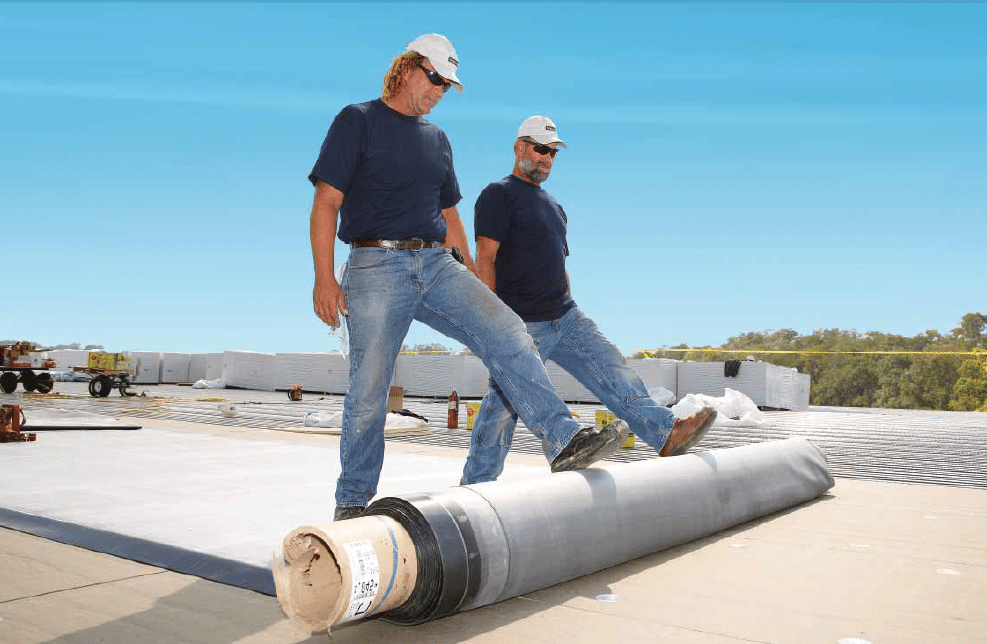 Chantier étanchéité EPDM, Pre-Tape 6.10m