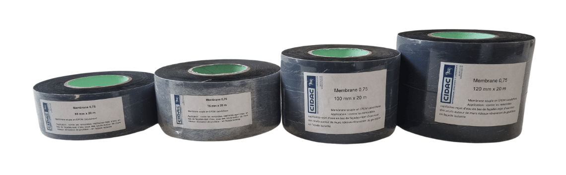 Bandes de façades non-adhésives : 60mm, 75mm, 100mm, en rouleau de 20m et 25m